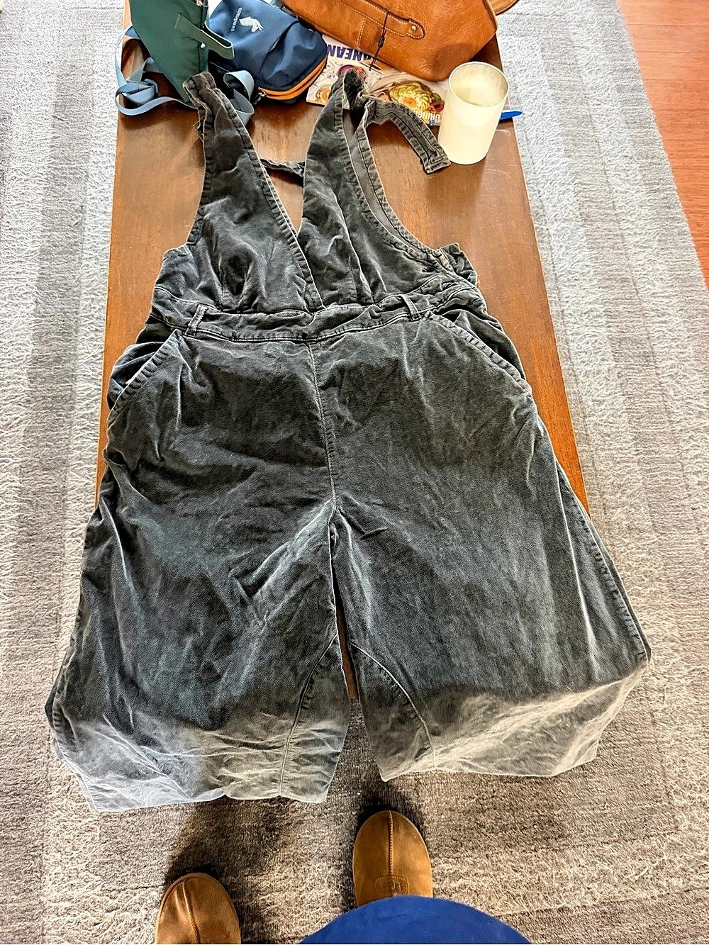 Free People Ring the Alarm Corduroy Jumpsuit Gray Size 8